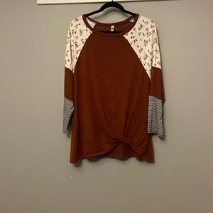 Burnt Orange Front Knot Tee